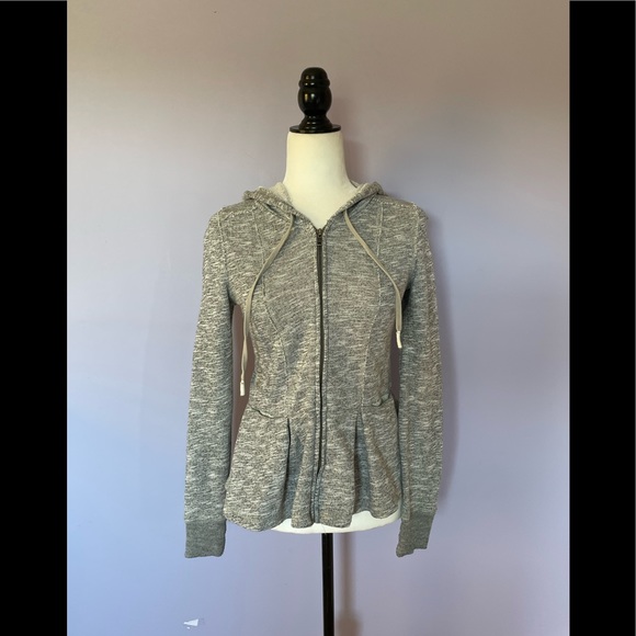 Anthropologie Saturday Sunday Peplum Heather Gray Hoodie Zip Up - Picture 4 of 6